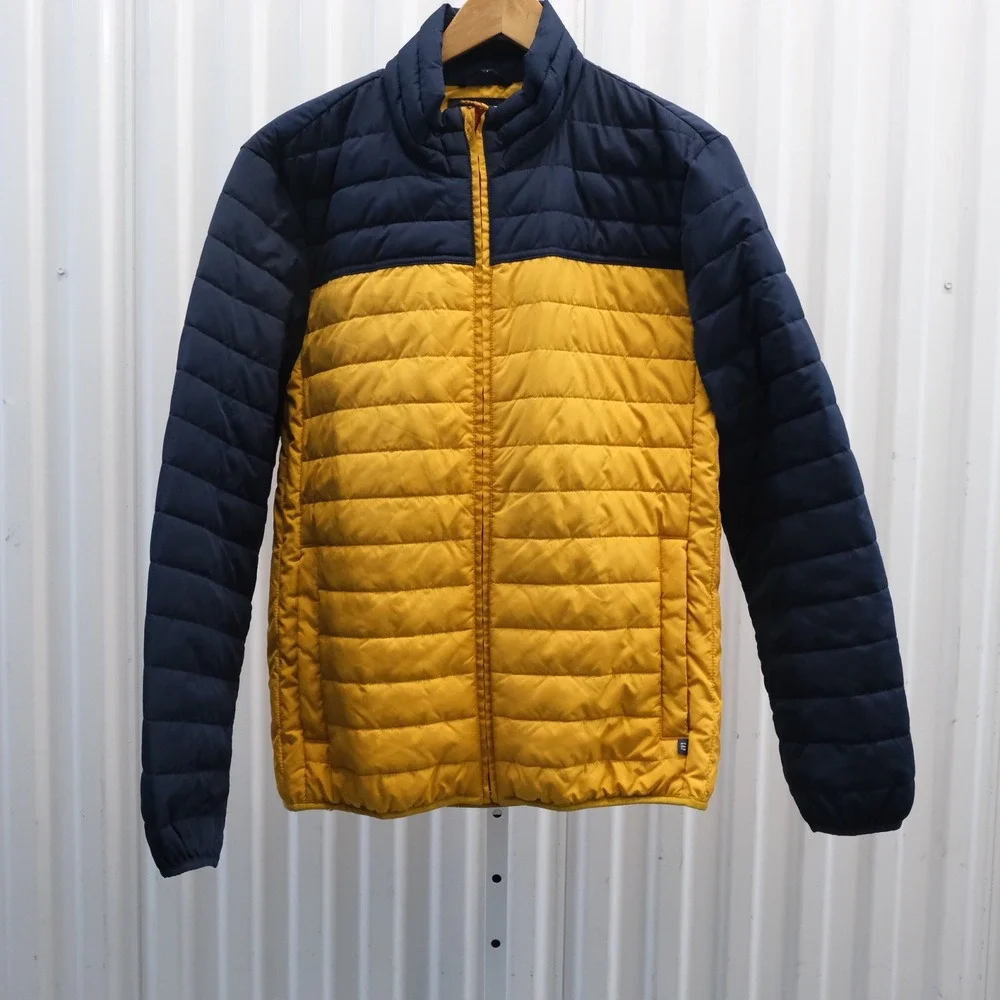GAP Cold‎ Control Puffer Jacket Men's Size Small Navy Yellow Water Resistant
